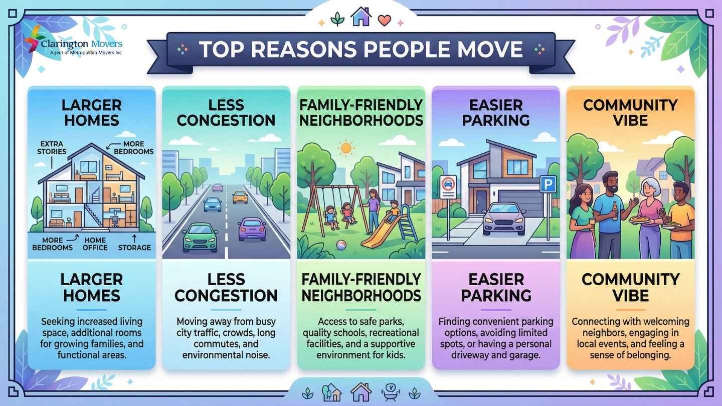 Visual representation of the main reasons for relocation, highlighting employment, family, and lifestyle changes.