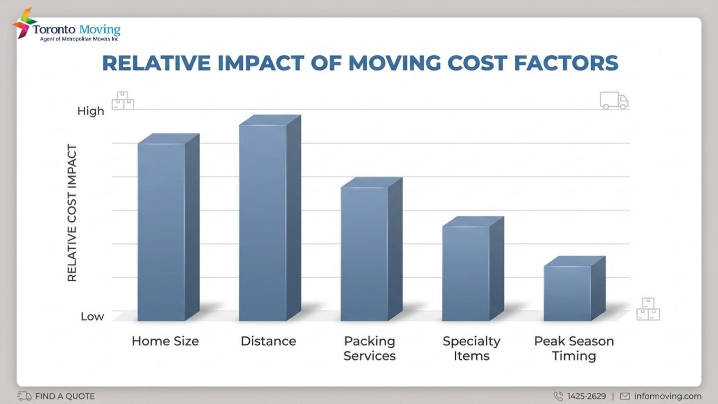 Bar graph showing cost factors for moving from Vaughan to Mississauga